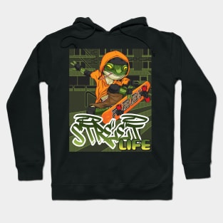 Frog, Skateboard, Skater, City, Reptile, Halfpipe Hoodie